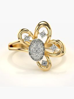 Valanova - Sterling Silver Plated with Yellow Gold and Certified Lab Grown Diamond 0.19Cts Ring