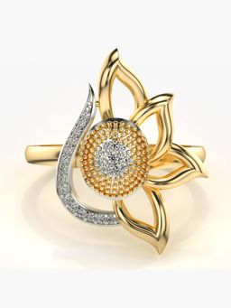 Valanova - Sterling Silver Plated with Yellow Gold and Certified Lab Grown Diamond 0.13Cts Ring