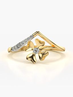 Valanova - Sterling Silver Plated with Yellow Gold and Certified Lab Grown Diamond 0.07Cts Ring