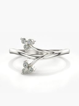 Valanova - Sterling Silver Plated with White Gold and Certified Lab Grown Diamond 0.11Cts Ring