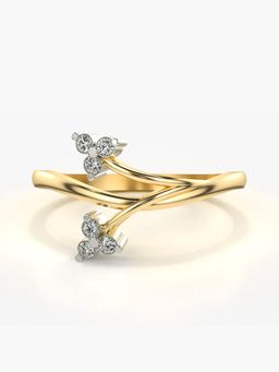 Valanova - Sterling Silver Plated with Yellow Gold and Certified Lab Grown Diamond 0.11Cts Ring