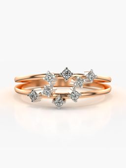 Valanova - Sterling Silver Plated with Rose Gold and Certified Lab Grown Diamond 0.14Cts Ring