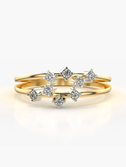 Valanova - Sterling Silver Plated with Yellow Gold and Certified Lab Grown Diamond 0.14Cts Ring