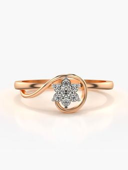 Valanova - Sterling Silver Plated with Rose Gold and Certified Lab Grown Diamond 0.14Cts Ring