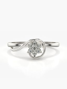 Valanova - Sterling Silver Plated with White Gold and Certified Lab Grown Diamond 0.14Cts Ring