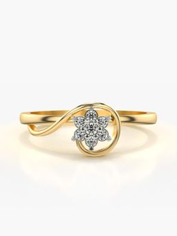 Valanova - Sterling Silver Plated with Yellow Gold and Certified Lab Grown Diamond 0.14Cts Ring