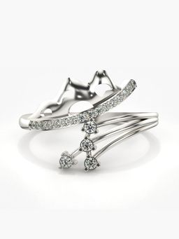 Valanova - Sterling Silver Plated with White Gold and Certified Lab Grown Diamond 0.17Cts Ring