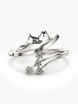 Valanova - Sterling Silver Plated with White Gold and Certified Lab Grown Diamond 0.08Cts Ring