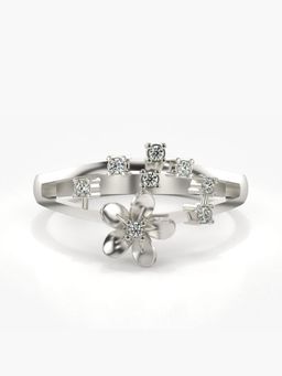 Valanova - Sterling Silver Plated with White Gold and Certified Lab Grown Diamond 0.09Cts Ring