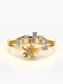 Valanova - Sterling Silver Plated with Yellow Gold and Certified Lab Grown Diamond 0.09Cts Ring
