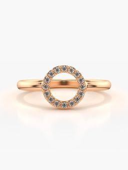 Valanova - Sterling Silver Plated with Rose Gold and Certified Lab Grown Diamond 0.12Cts Ring