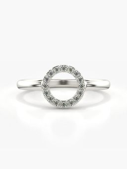 Valanova - Sterling Silver Plated with White Gold and Certified Lab Grown Diamond 0.12Cts Ring