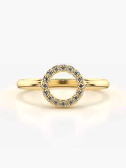 Valanova - Sterling Silver Plated with Yellow Gold and Certified Lab Grown Diamond 0.12Cts Ring