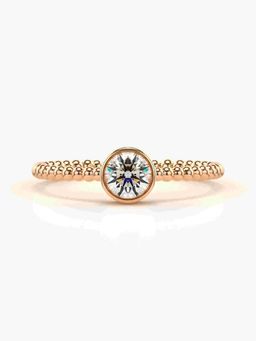Valanova - Sterling Silver Plated with Rose Gold and Certified Lab Grown Diamond 0.80Cts Ring