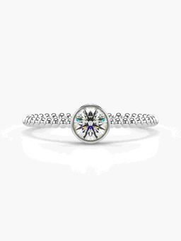 Valanova - Sterling Silver Plated with White Gold and Certified Lab Grown Diamond 0.80Cts Ring