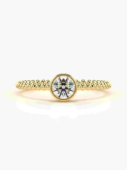 Valanova - Sterling Silver Plated with Yellow Gold and Certified Lab Grown Diamond 0.80Cts Ring
