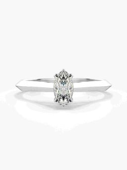 Valanova - Sterling Silver Plated with White Gold and Certified Lab Grown Diamond 0.42Cts Ring