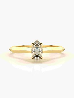 Valanova - Sterling Silver Plated with Yellow Gold and Certified Lab Grown Diamond 0.42Cts Ring