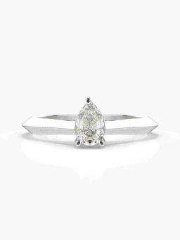 Valanova - Sterling Silver Plated with White Gold and Certified Lab Grown Diamond 0.42Cts Ring