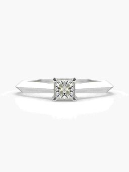 Valanova - Sterling Silver Plated with White Gold and Certified Lab Grown Diamond 0.26Cts Ring