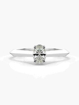 Valanova - Sterling Silver Plated with White Gold and Certified Lab Grown Diamond 0.52Cts Ring