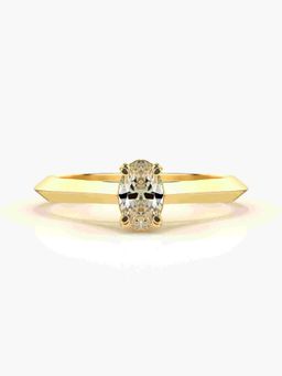 Valanova - Sterling Silver Plated with Yellow Gold and Certified Lab Grown Diamond 0.52Cts Ring