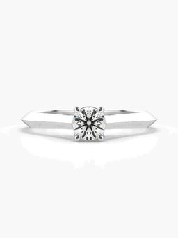 Valanova - Sterling Silver Plated with White Gold and Certified Lab Grown Diamond 0.40Cts Ring