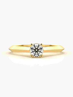 Valanova - Sterling Silver Plated with Yellow Gold and Certified Lab Grown Diamond 0.40Cts Ring