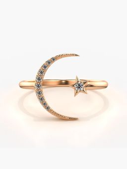 Valanova - Sterling Silver Plated with Rose Gold and Certified Lab Grown Diamond 0.09Cts Ring