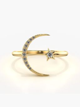 Valanova - Sterling Silver Plated with Yellow Gold and Certified Lab Grown Diamond 0.09Cts Ring