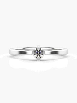 Valanova - Sterling Silver Plated with White Gold and Certified Lab Grown Diamond 0.22Cts Ring