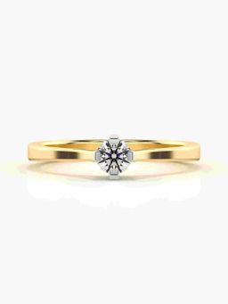 Valanova - Sterling Silver Plated with Yellow Gold and Certified Lab Grown Diamond 0.22Cts Ring