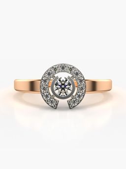 Valanova - Sterling Silver Plated with Rose Gold and Certified Lab Grown Diamond 0.38Cts Ring