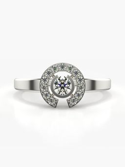 Valanova - Sterling Silver Plated with White Gold and Certified Lab Grown Diamond 0.38Cts Ring
