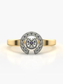 Valanova - Sterling Silver Plated with Yellow Gold and Certified Lab Grown Diamond 0.38Cts Ring