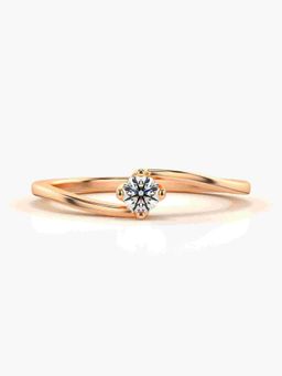 Valanova - Sterling Silver Plated with Rose Gold and Certified Lab Grown Diamond 0.16Cts Ring