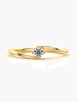 Valanova - Sterling Silver Plated with Yellow Gold and Certified Lab Grown Diamond 0.16Cts Ring
