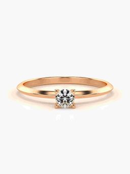 Valanova - Sterling Silver Plated with Rose Gold and Certified Lab Grown Diamond 0.17Cts Ring