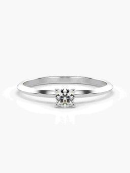 Valanova - Sterling Silver Plated with White Gold and Certified Lab Grown Diamond 0.17Cts Ring