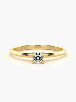 Valanova - Sterling Silver Plated with Yellow Gold and Certified Lab Grown Diamond 0.17Cts Ring