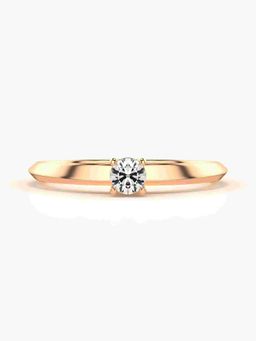 Valanova - Sterling Silver Plated with Rose Gold and Certified Lab Grown Diamond 0.17Cts Ring