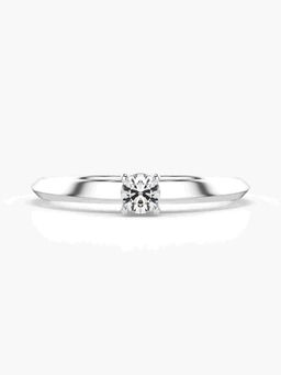 Valanova - Sterling Silver Plated with White Gold and Certified Lab Grown Diamond 0.17Cts Ring