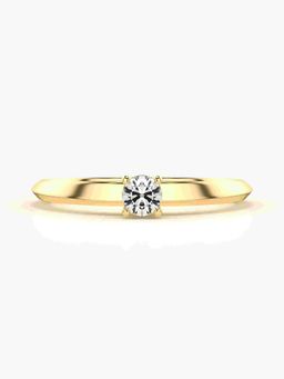 Valanova - Sterling Silver Plated with Yellow Gold and Certified Lab Grown Diamond 0.17Cts Ring