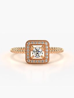 Valanova - Sterling Silver Plated with Rose Gold and Certified Lab Grown Diamond 0.28Cts Ring
