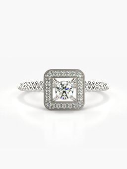 Valanova - Sterling Silver Plated with White Gold and Certified Lab Grown Diamond 0.28Cts Ring