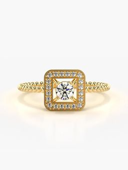 Valanova - Sterling Silver Plated with Yellow Gold and Certified Lab Grown Diamond 0.28Cts Ring