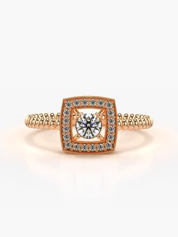 Valanova - Sterling Silver Plated with Rose Gold and Certified Lab Grown Diamond 0.28Cts Ring