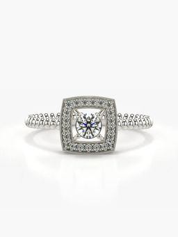 Valanova - Sterling Silver Plated with White Gold and Certified Lab Grown Diamond 0.28Cts Ring