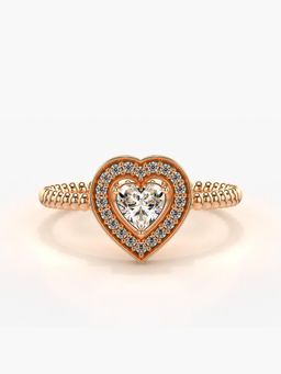 Valanova - Sterling Silver Plated with Rose Gold and Certified Lab Grown Diamond 0.41Cts Ring