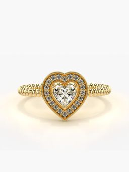 Valanova - Sterling Silver Plated with Yellow Gold and Certified Lab Grown Diamond 0.41Cts Ring